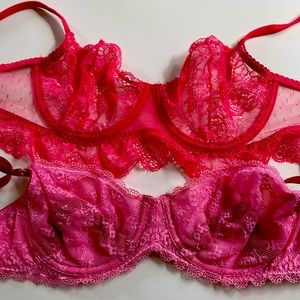Lot of 2 pink lace bras perfect condition 34c